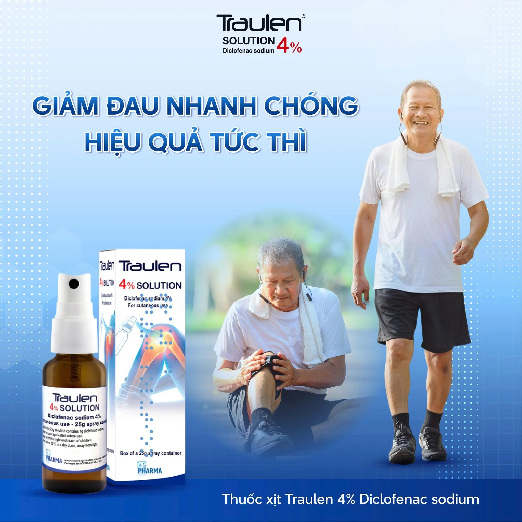 Chỉ với một lần xịt, Traulen giúp giảm đau, giảm viêm, vận động dễ dàng, mang đến cho bạn sự thoải mái và linh hoạt trong từng chuyển động